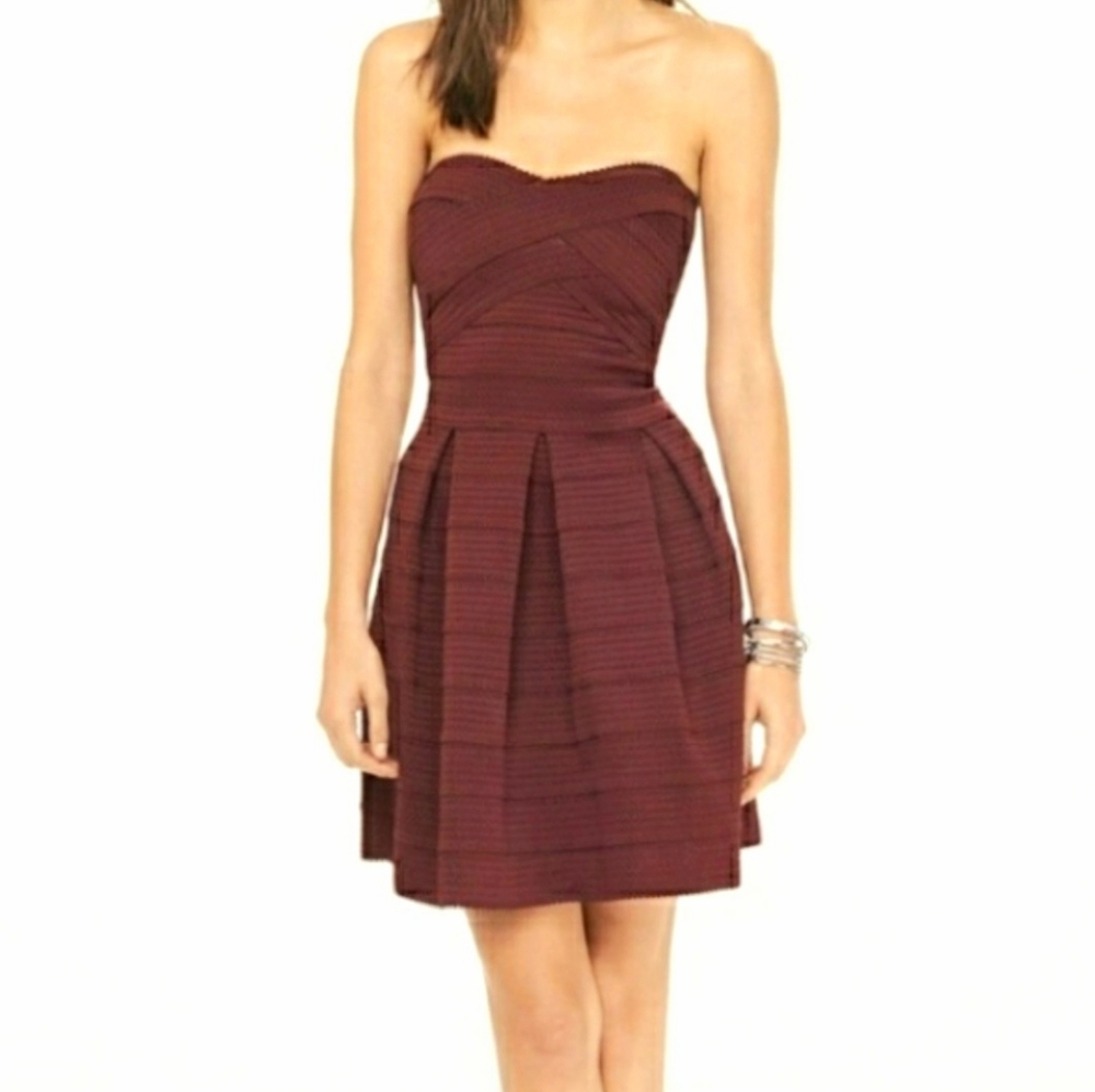 Express Plum/Berry Bandage Fit and Flair Dress